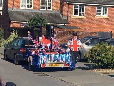 Beckie Jenkins, of Windmill Drive, Tangmere, shared this photo of Trevor Ware, who travelled around the village with a trailer attached to the back of his car with speakers, stopping in various locations for residents to sing along with him