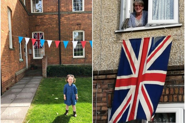 Charlotte Dawson shared this picture of her daughter Margot, three, with their decorations in Chichester, while Sarah Manouch sent in this picture of the Union Flag on display at her home in Kent Road, Chichester, which was also flown 75 years ago by Monica Foy