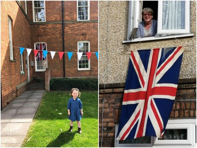 Charlotte Dawson shared this picture of her daughter Margot, three, with their decorations in Chichester, while Sarah Manouch sent in this picture of the Union Flag on display at her home in Kent Road, Chichester, which was also flown 75 years ago by Monica Foy