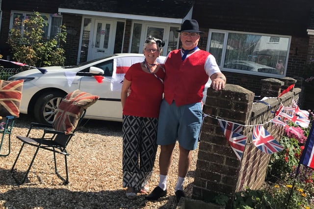 Joan Foster, chairman of Hunston Parish Council, sent in this picture of Sue and Dusty Withall celebrating VE Day