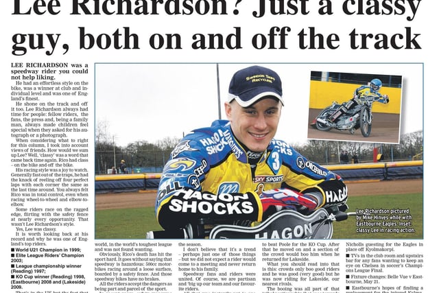 There was a full page tribute to Richardson in the Sussex Express