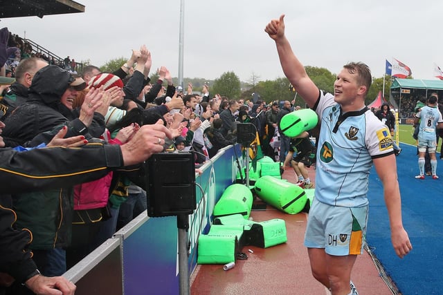 Dylan Hartley was able to enjoy the lap of honour