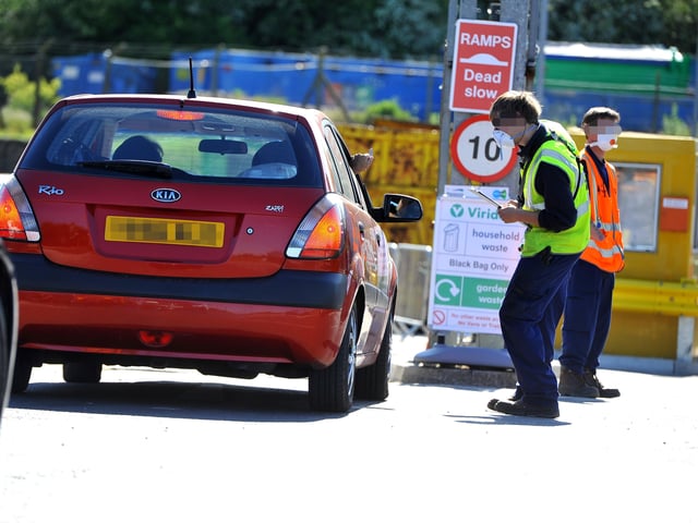 Burgess Hill Amenity site reopens after coronavirus closure. Pic Steve Robards SR2005121 SUS-201205-113433001