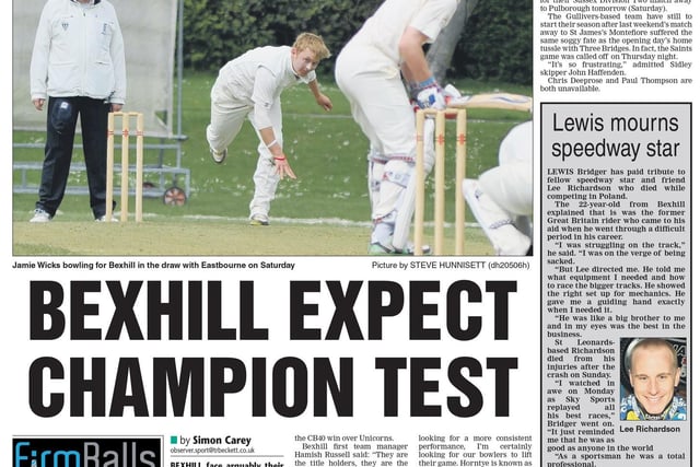 Cricket coverage in the Bexhill Observer