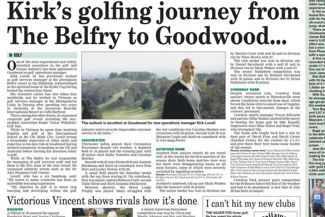 Golf news in the Chichester Observer