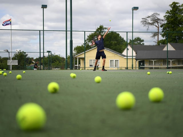 Oskar Lawkowski and his brother, Kacper, returned to playing at Northampton County Lawn Tennis Club on May 13, 2020, in Northampton. Photo by Shaun Botterill/Getty Images
