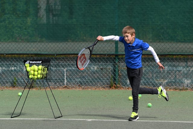 Oskar Lawkowski and his brother, Kacper, returned to playing at Northampton County Lawn Tennis Club on May 13, 2020, in Northampton. Photo by Shaun Botterill/Getty Images