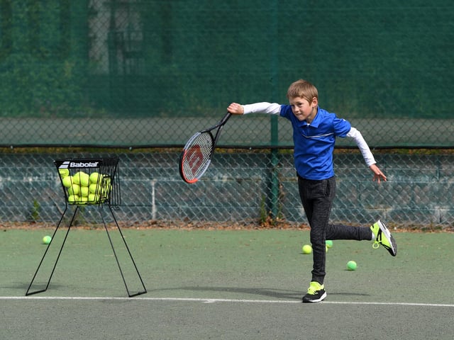 Oskar Lawkowski and his brother, Kacper, returned to playing at Northampton County Lawn Tennis Club on May 13, 2020, in Northampton. Photo by Shaun Botterill/Getty Images
