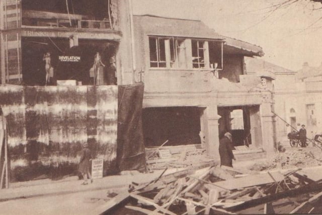 A bombed shop in Cornfield Road