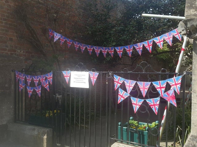 Ellen and Stephen Haigh sent in this picture of the Memorial Garden in West Street, Chichester, which was decorated in bunting made by children from Kingsham Primary School