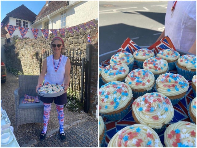 Alison Windle shared these pictures of the residents of Church Hill, Midhurst, enjoying afternoon tea from a safe distance outside their homes