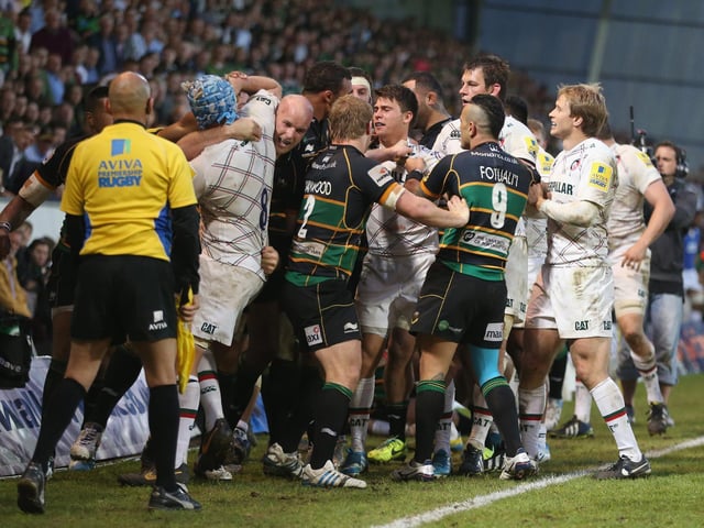 It was a typically feisty derby day at Franklin's Gardens