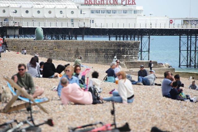 Brighton beach on the first weekend since lockdown restrictions were eased slightly