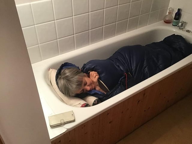Linda Grange, divisional manager for housing, slept in the bath