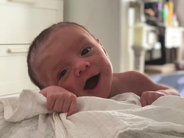 Arthur Hudlass, born on April 4 weighing 7lb 7oz