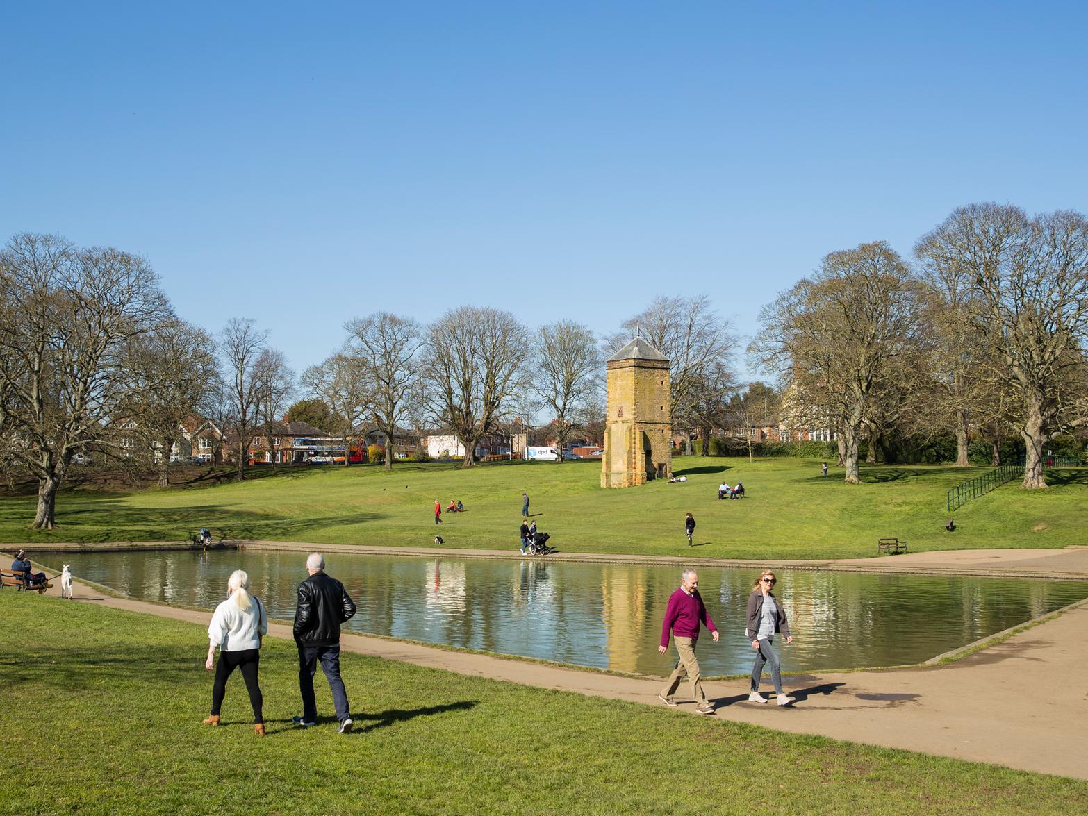 Social distancing in action in Abington Park. Photo: Leila Coker