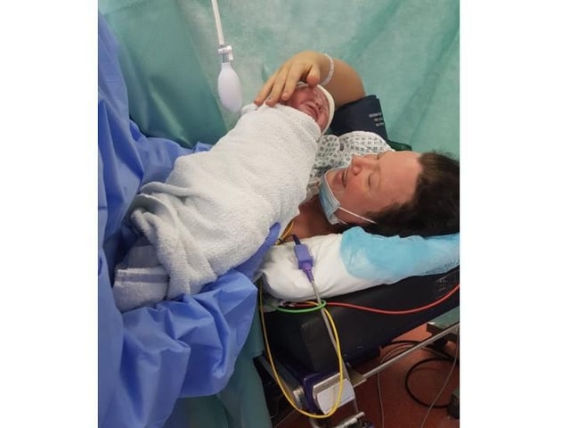 Tracey gave birth to Darcie on May 13,