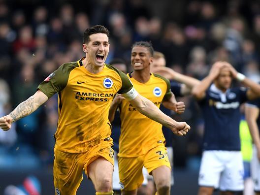 Which Millwall player fired his penalty over the bar in Albion's dramatic FA Cup quarter final 5-4 penalty shootout victory on March 17, 2019?