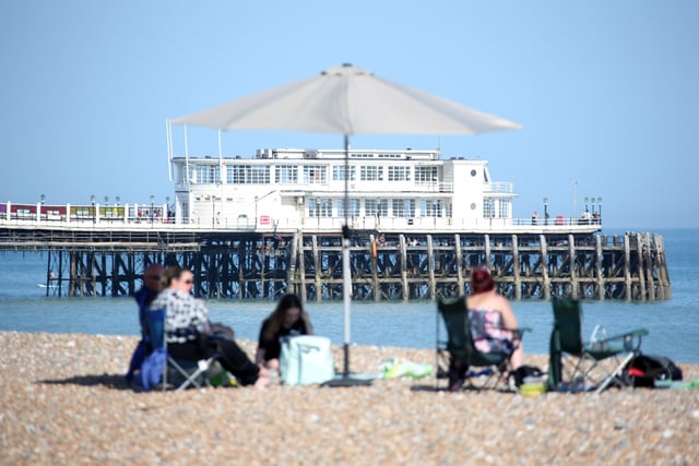 Sun-seekers flocked to Worthing beach on bank holiday Monday
