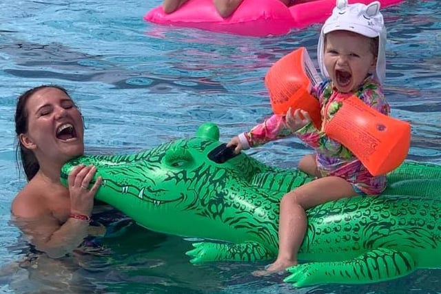 Charlotte Freese said: "Arghhhh...mummys being eaten by a crocodile!! Hard Rock hotel Tenerife. We were so lucky to holiday when we did"