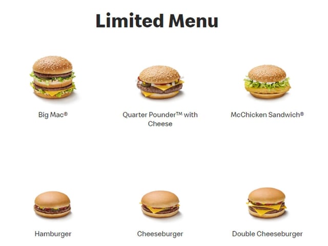 Big Mac, Quarter Cheese, McChicken Sandwich, Hamburger, Cheeseburger and Double Cheeseburger will be returning