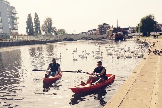 Sally Reed's paddlers in the Nene