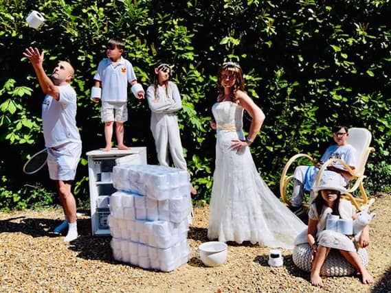 The Skinner family looking picture perfect in white