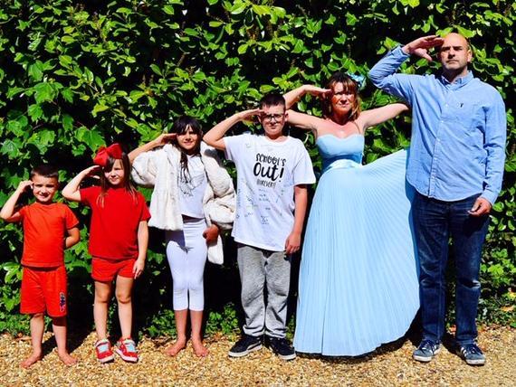 The family wore red, white and blue for the occasion