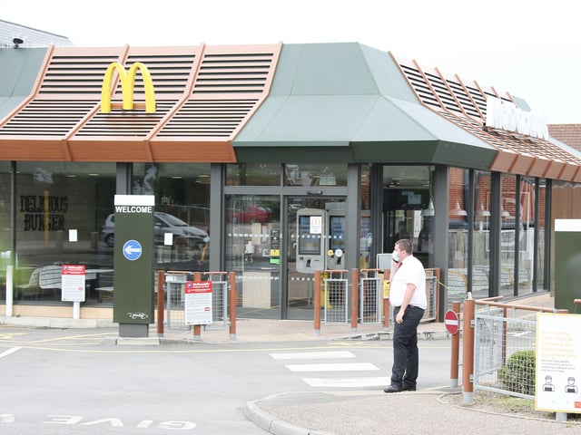 MCDONALD'S OPENING BURGESS HILL 10.45 HRS - NO MAJOR QUEUE AS YET