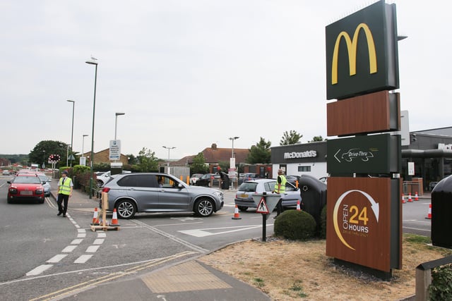 Dozens of vehicles queued for McDonald's and the recycling centre SUS-200306-141935001