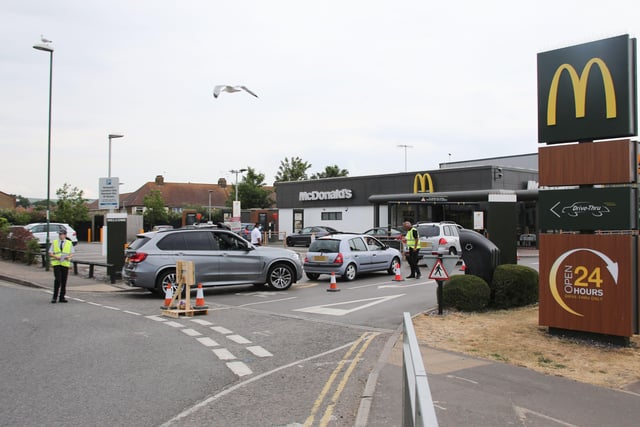 Dozens of vehicles queued for McDonald's and the recycling centre SUS-200306-141947001