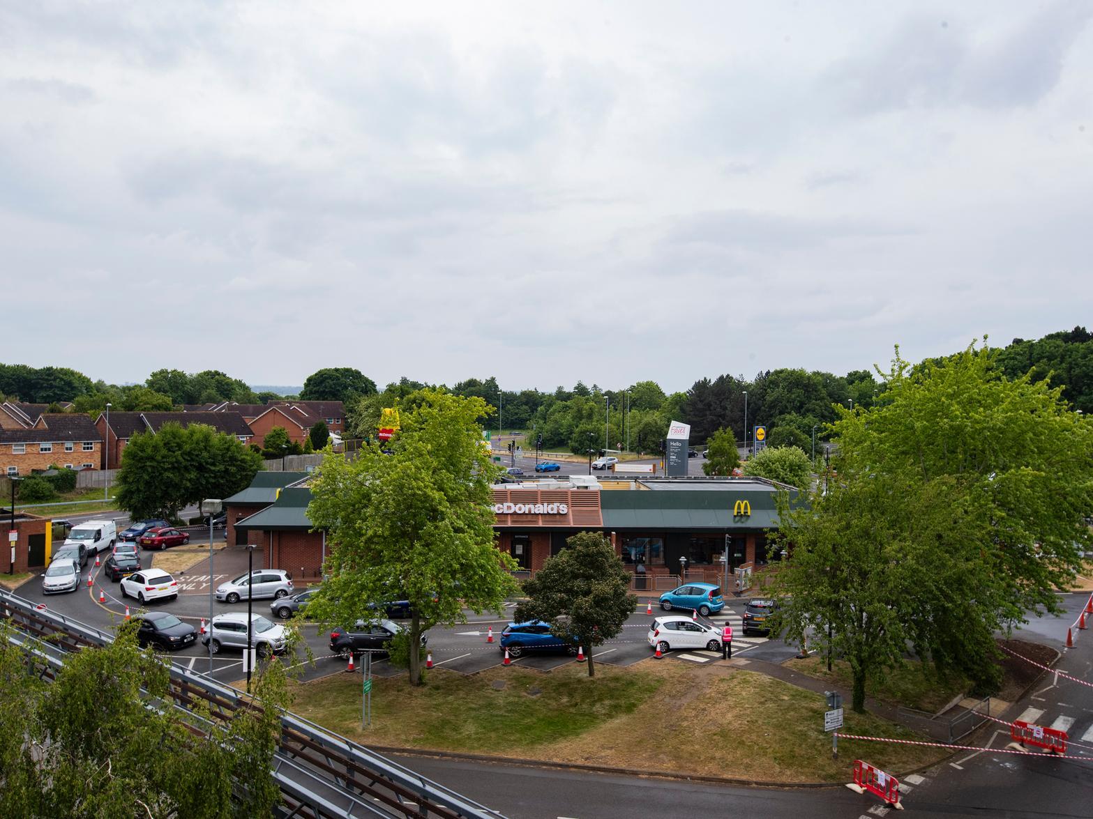 Rooftop pictures taken on Weston Favell shopping centre show cars snaking round the car park. Pictures by Leila Coker.