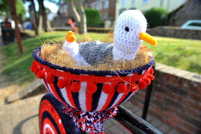 Creations by the Yarnbomb Sisters in East Preston