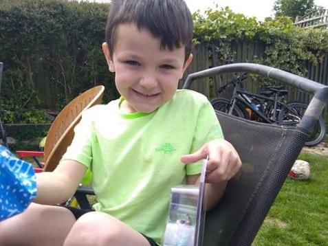 Wesley Atkinson, seven, leaving West Rise Infants
