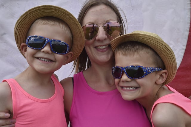 Race for Life 2019 at Ferry Meadows.  Evie Lavallin with sons Haddon and Harley EMN-190630-165255009