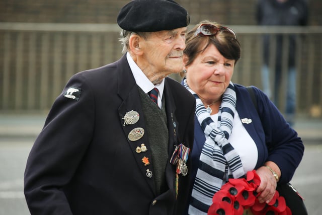 A socially-distanced D-Day service was held outside Worthing Town Hall for veterans who could not return to France this year due to the coronavirus pandemic
