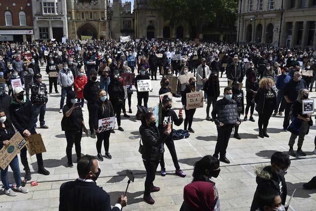 Black Lives Matter protest in Cathedral Square. Picture: David Lowndes