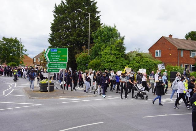 Traffic was brought to a standstill for the protest which is heading towards Vale Park