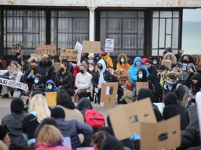 A Black Lives Matter rally took place on Worthing seafront today (June 6)
