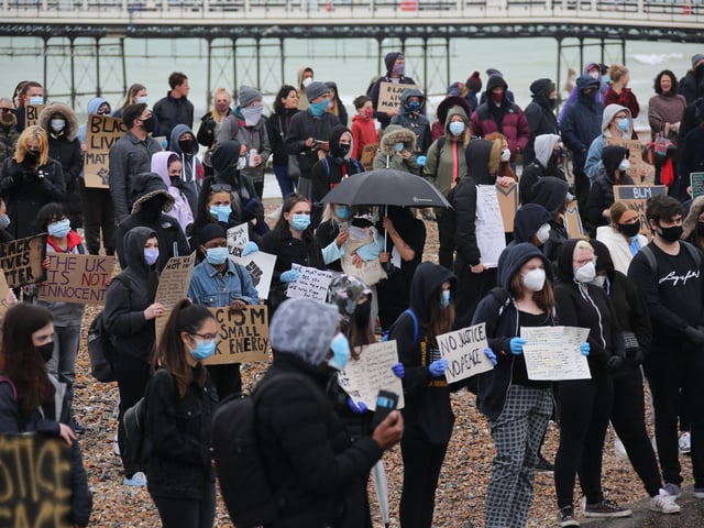 A Black Lives Matter rally took place on Worthing seafront today (June 6)