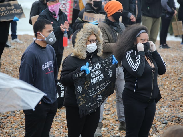 A Black Lives Matter rally took place on Worthing seafront today (June 6)