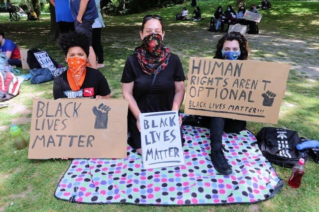 Protestors at the Black Lives Matter demonstration in Hotham Park, Bognor Regis, on June 7