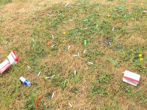 A lot of laughing gas canisters were left behind.