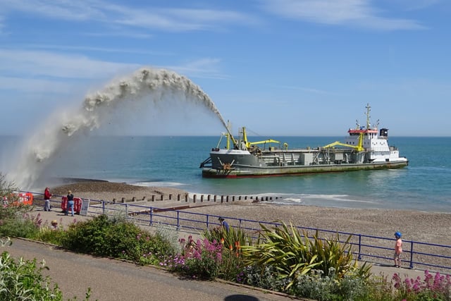 Ken Stevenson took this picture  of the dredger Sospan Dau replenishing shingle at the Wish Tower on Tuesday May 26, using a Sony Cybershot DSC-WX350. SUS-200527-153238001