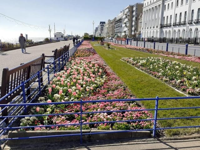 Eastbourne's Carpet Gardens at the end of March SUS-200527-143818001