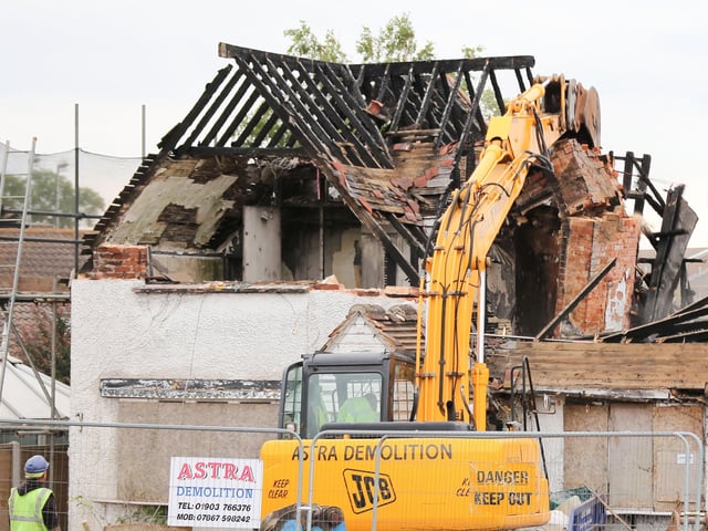The demolition is underway