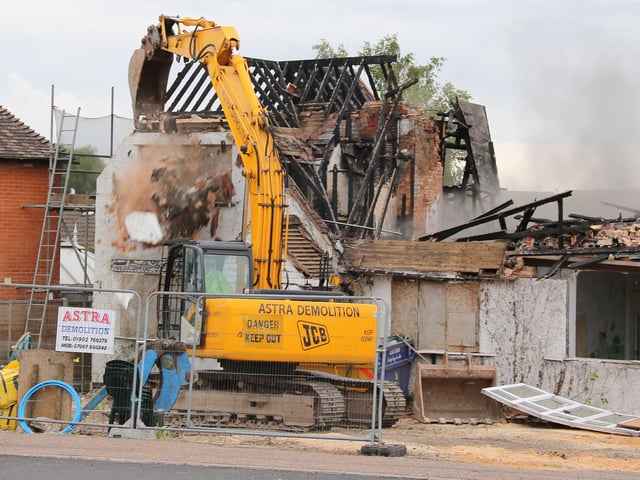 The demolition is underway