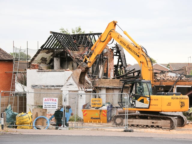 The demolition is underway