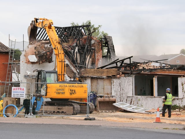 The demolition is underway
