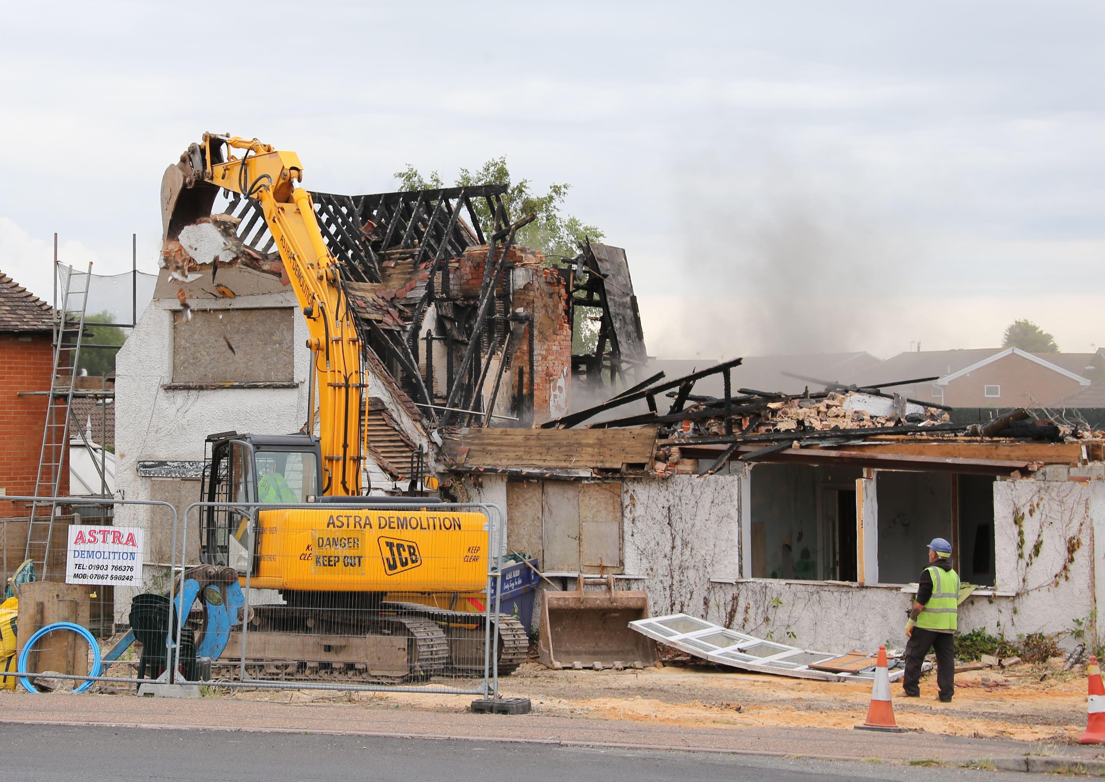 The demolition is underway